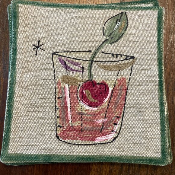 Crate & Barrel Fabric Cocktail Coasters - Picture 6 of 9